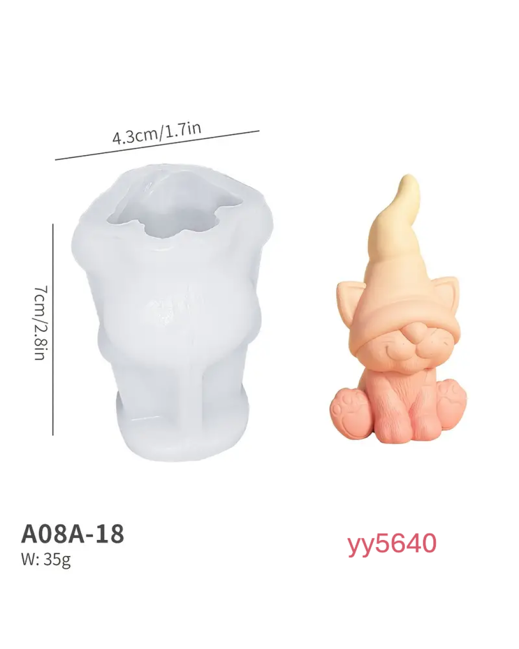 YY5640 Kedi Elf Biblo Mum Silikon Kalıp – Sevimli ve Şık Dekoratif Hediye!